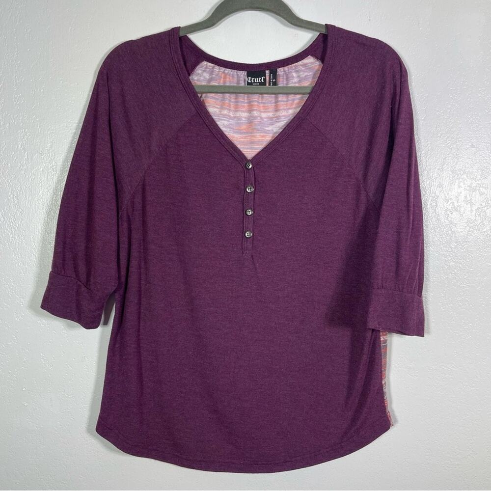 Cruel Denim, Maroon Tribal Print Henley Shirt. Size Small. Excellent condition!